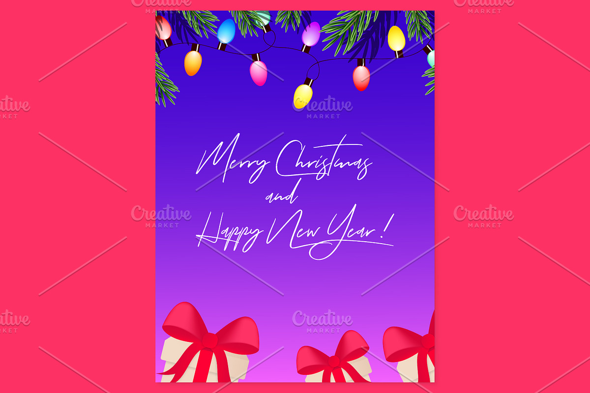 Merry Christmas Posters Vector, a Poster Template by kh_cat (Photo 2 of 4)