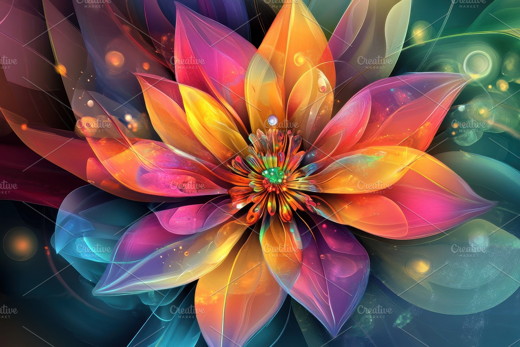 Colorful abstract flower design, a Photo by Pavel_design