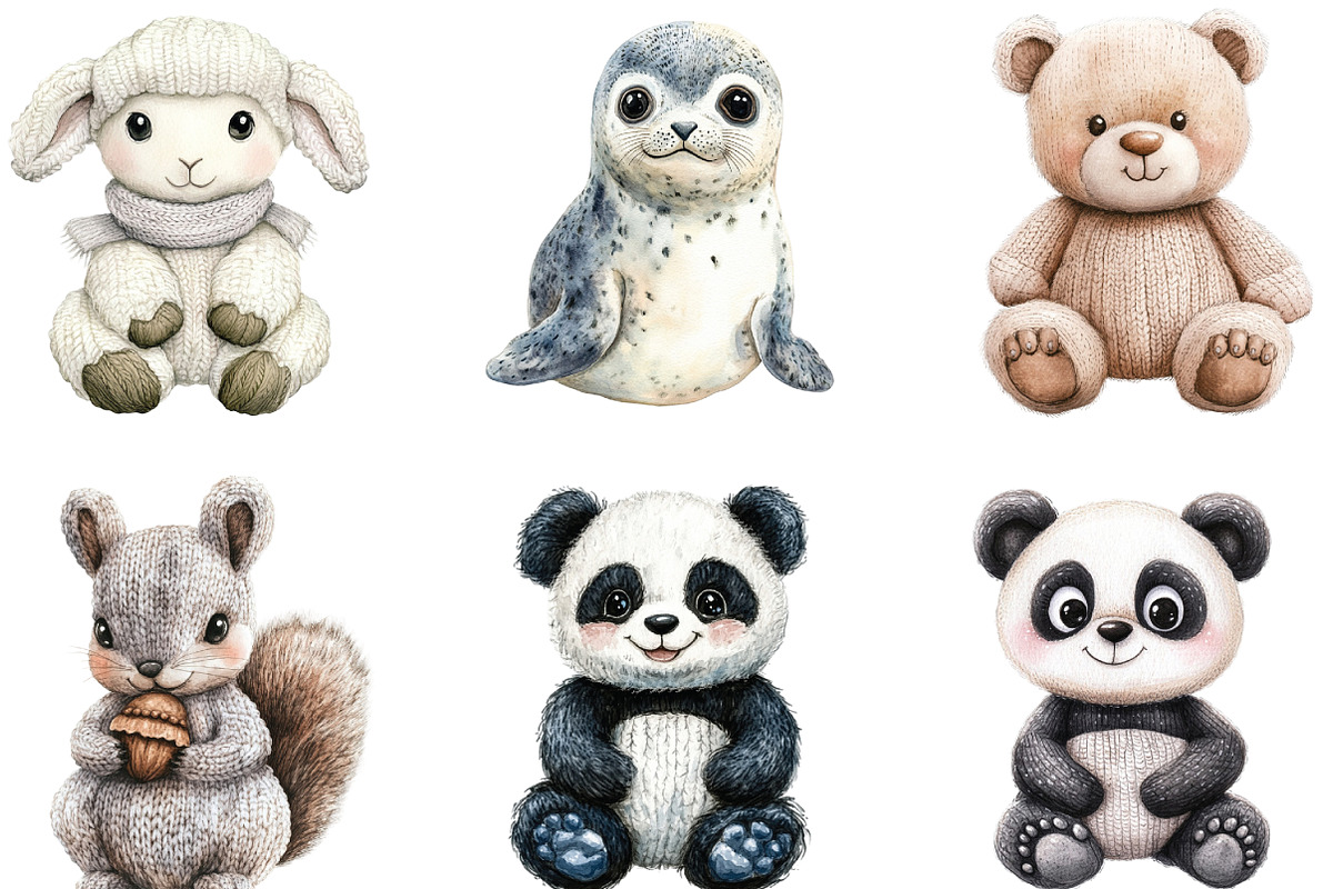 Knitted Plush Baby Animals Clipart, an Illustration by CraftArtStudio (Photo 3 of 6)