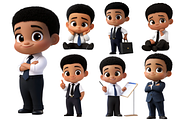 Little Boss Cute Boy Clipart SET, a Person Illustration by ninakosh (Thumbnail 9 of 10)