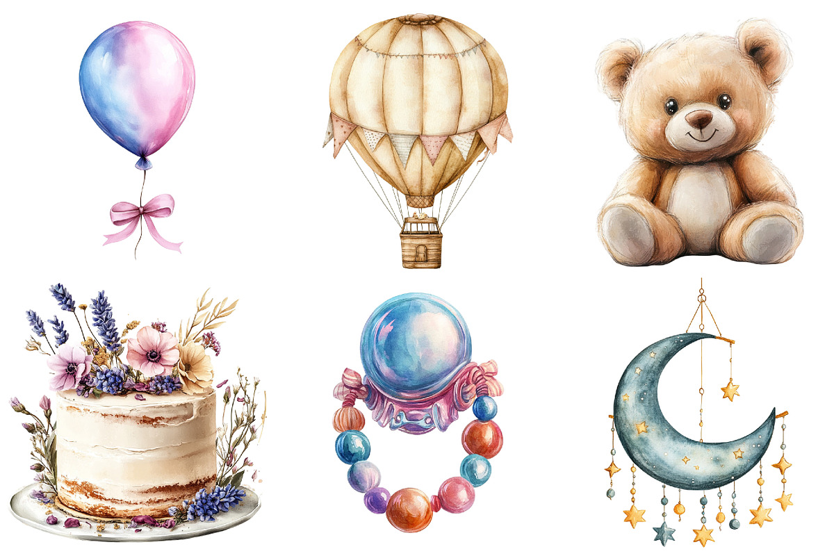 Neutral Boho Baby Shower Doodle Clip, an Illustration by Watercolor design (Photo 5 of 5)