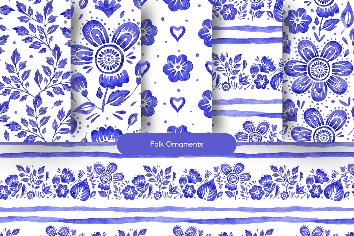 Watercolor Seamless Pattern Bundle, a Seasonal Illustration by Red Ink (Photo 9 of 14)
