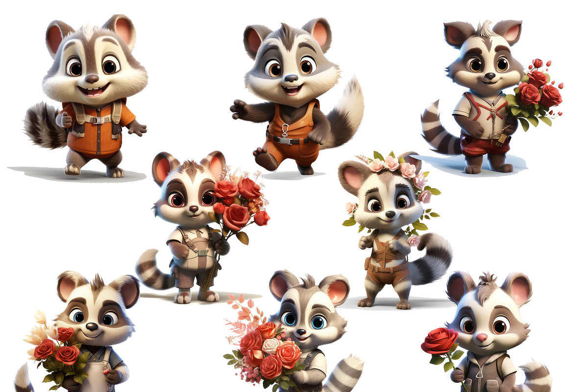 Vector Cute Raccoon Clipart Bundle, an Animal Illustration by Design Scotch