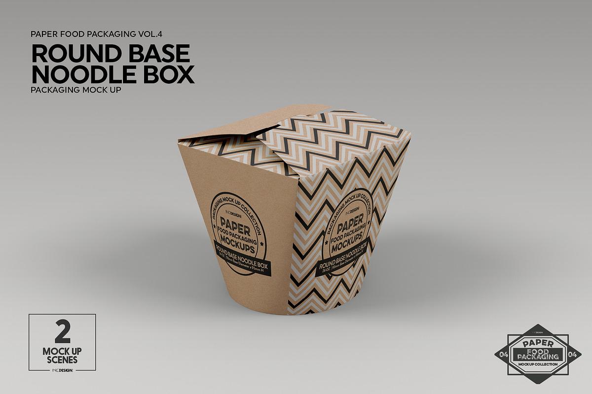 Round Base Noodle Box Mockup, a Packaging Mockup by INCDesign (Photo 3 of 9)