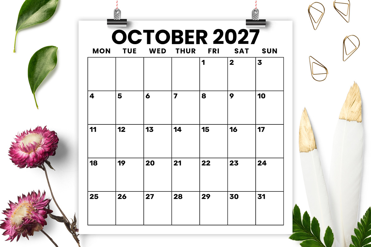2027 12x12 In Mon-Sun Calendar, a Stationery Template by Running With Foxes (Photo 4 of 5)