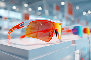 Smart glasses on display at a modern eyewear shop highlighting advanced technol, a Photo by AlyaAnd