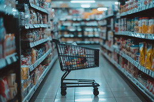Products line path of shopping cart, a Photo by Pavel_design