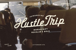 Hustle Trip Vintage Monoscript, a Script Font by Letterhend Studio
