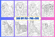 Big Cat Coloring Pages for Adults, an Animal Illustration by Coco Bloom (Thumbnail 2 of 5)