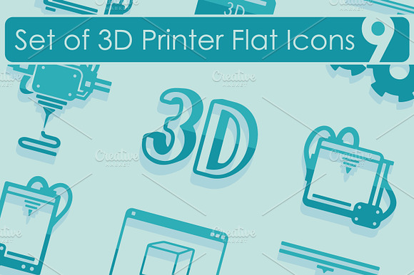 Set Of Three D Printer Icons