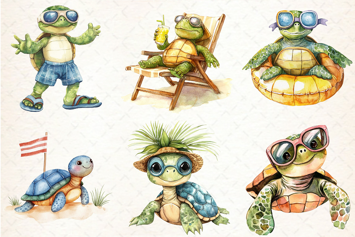 Summer Turtle Sublimation Clipart, an Illustration by Libby Wishes (Photo 3 of 7)