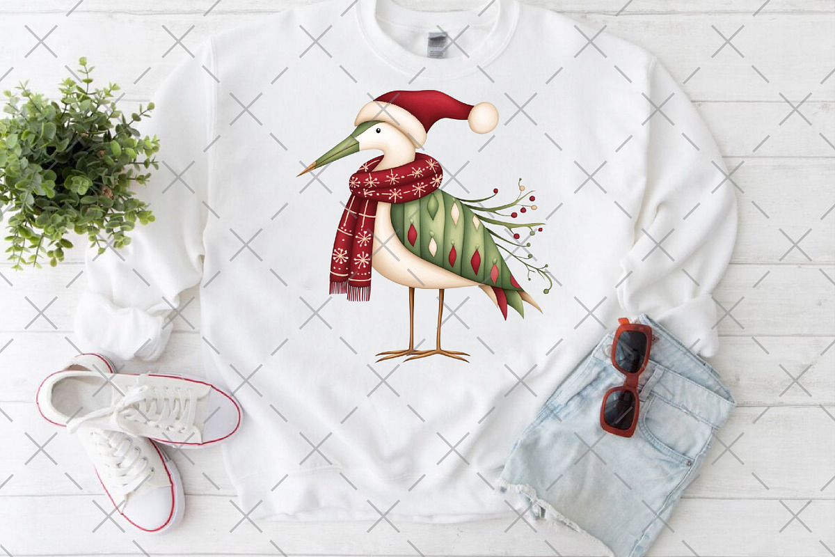 Vintage Christmas Bird Clipart, an Illustration by Craft Nest (Photo 6 of 6)