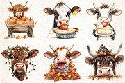 Autumn Funny Highland Cow Clipart, an Illustration by Libby Wishes (Thumbnail 3 of 5)