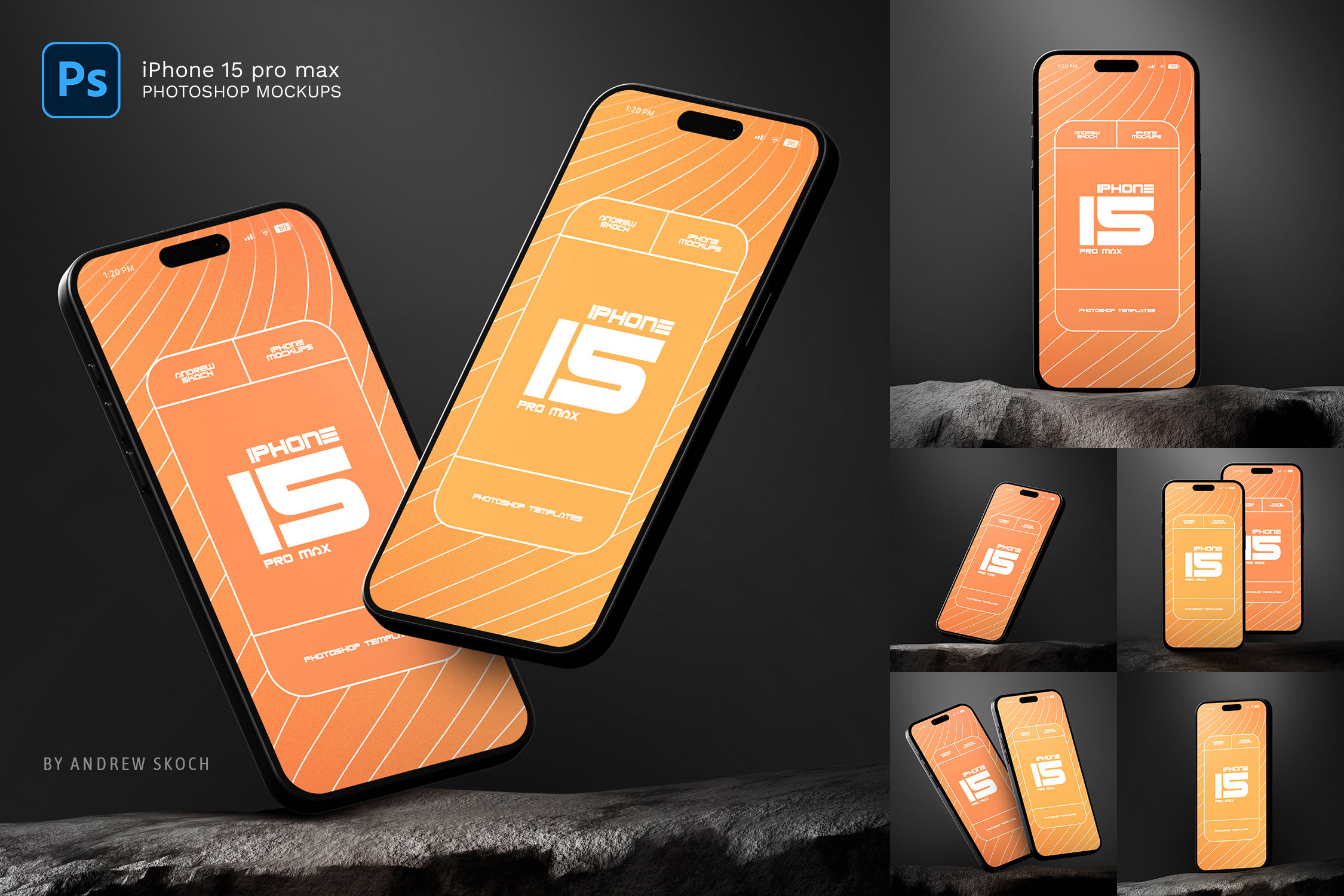 iPhone 15 Pro Max Mockup, an iPhone Mockup by Andrew Skoch Design