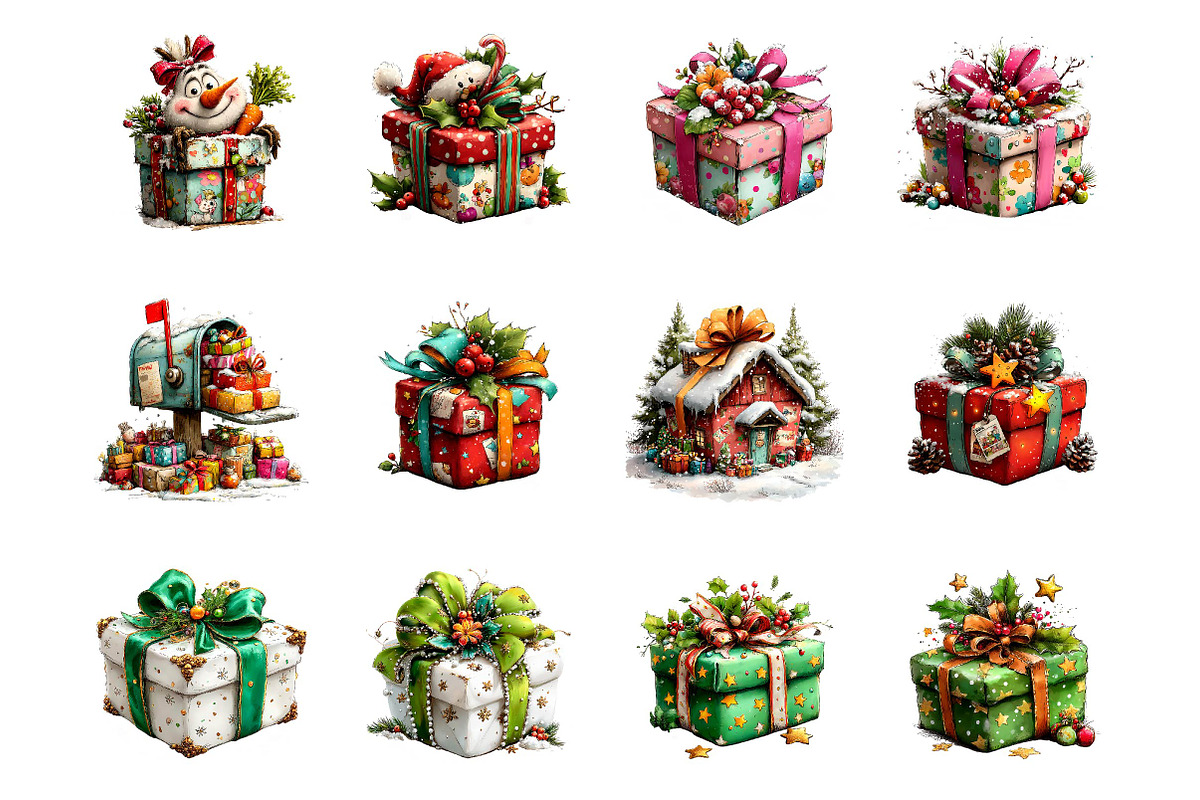 Whimsical Christmas Presents Clipart, a Seasonal Illustration by fashionaddict (Photo 4 of 4)