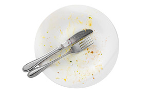 Empty dirty food plate isolated, a Food & Drink Photo by BOOCYS