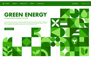 Green energy landing page, a Decorative Illustration by Vector Tradition