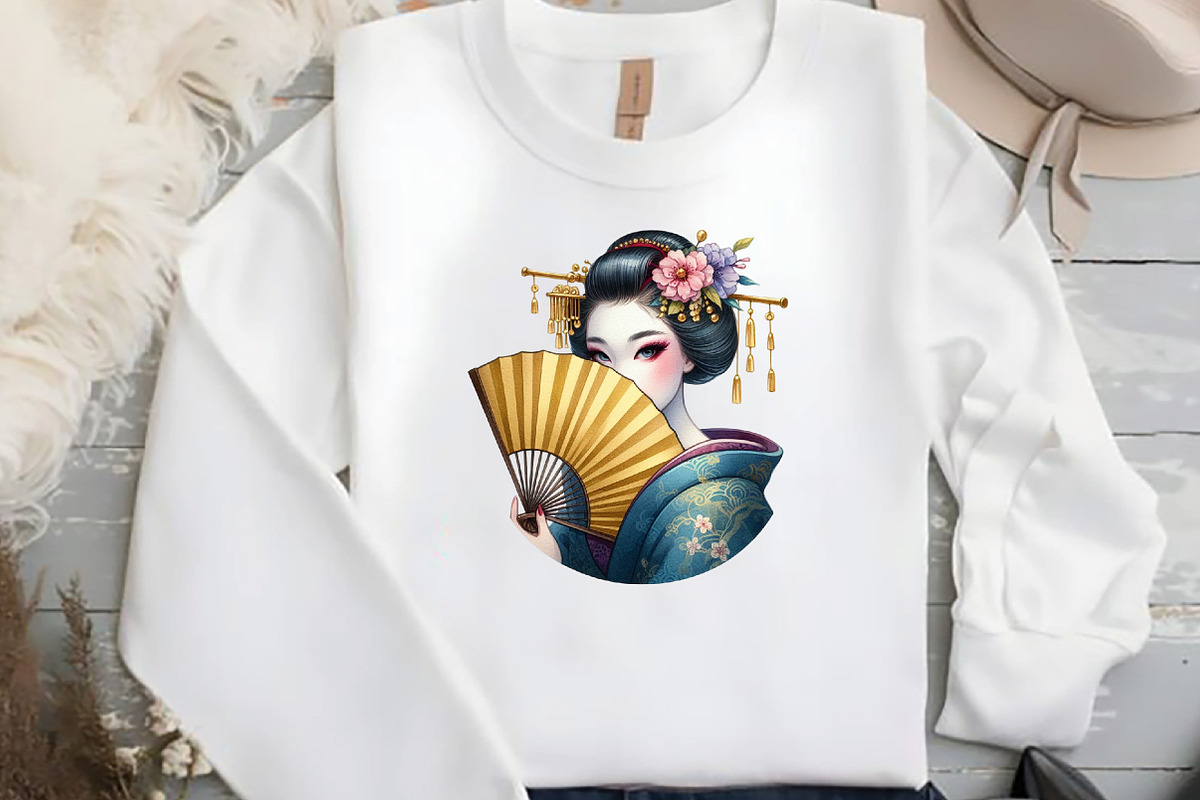 Japanese Geisha Watercolor PNG Bundl, an Illustration by DreamCafeArt (Photo 4 of 7)