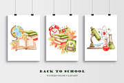 Back to school watercolor clipart., an Education Illustration by SabinaWatercolorArt (Thumbnail 7 of 15)