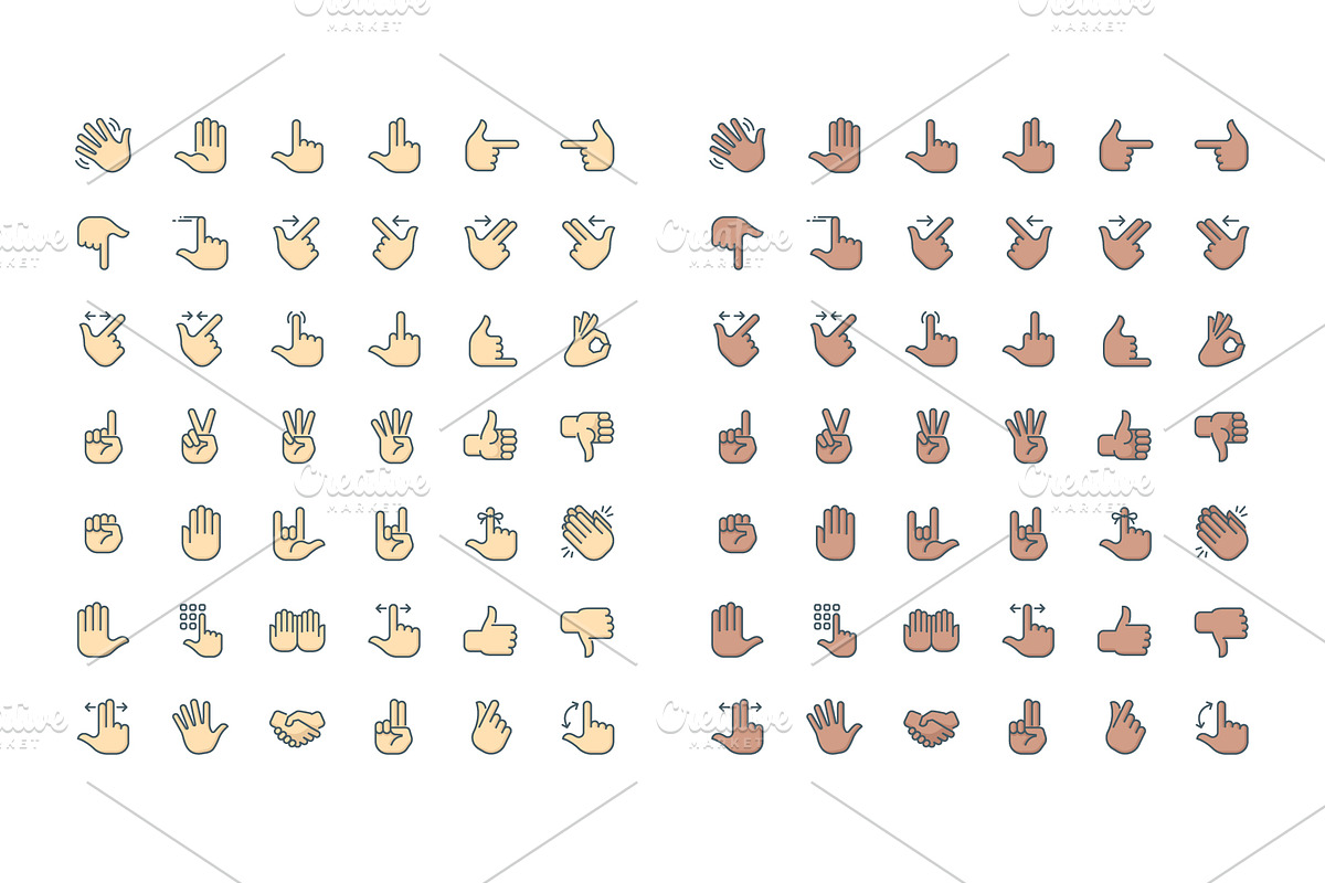 Hand Gestures Icons, an Outline Icon by Kalash (Photo 3 of 3)