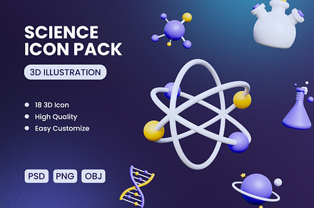 Science 3D Icons Pack