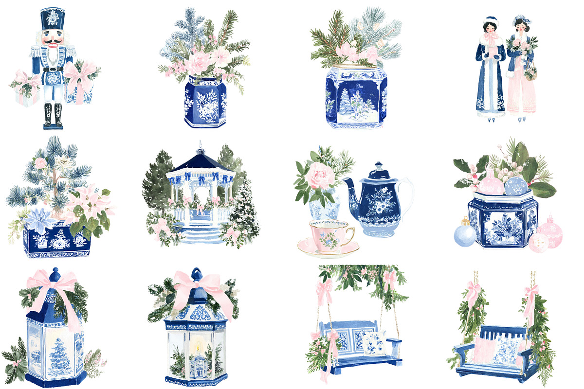 Chinoiserie Christmas Clipart, an Illustration by Designworld (Photo 2 of 4)