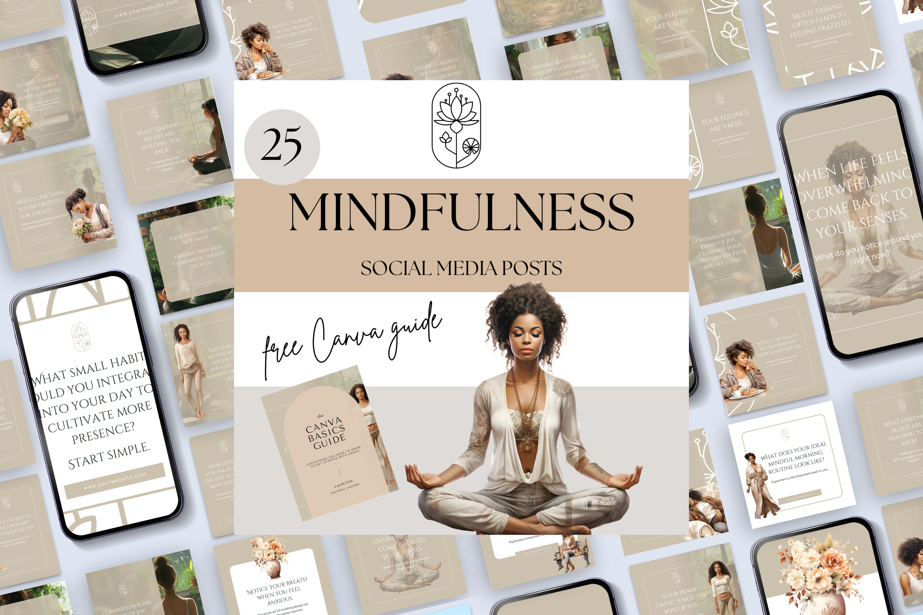 MINDFULNESS SOCIAL MEDIA POSTS, a Social Media Template by Daring Digies