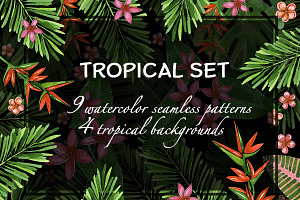 Tropical Watercolor Patterns.