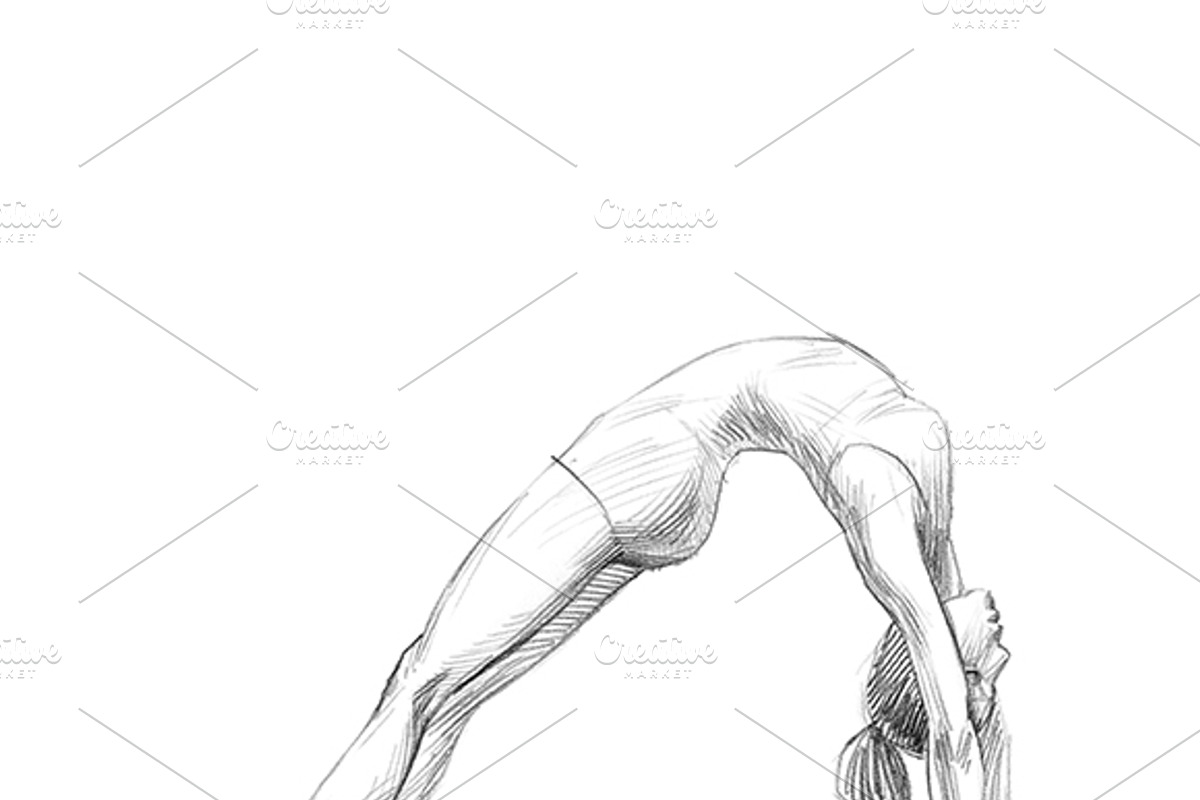 Sketchy yoga poses illustration set, an Illustration by RasterBird (Photo 4 of 12)