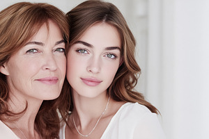 Mother and adult daughter posing together, celebrating family bo, a Photo by Studio ANNA
