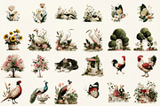 Watercolor Animals Garden Clipart, an Illustration by DreamCafeArt (Thumbnail 2 of 6)
