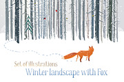 Winter forest with Fox, an Animal Illustration by Countryside life (Thumbnail 1 of 10)