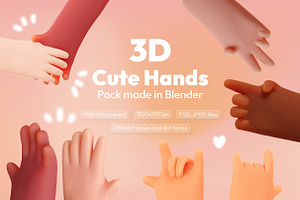 3D Cute hand gestures pack, a Characters & Person 3D Model by TeamBelly Creative Studio