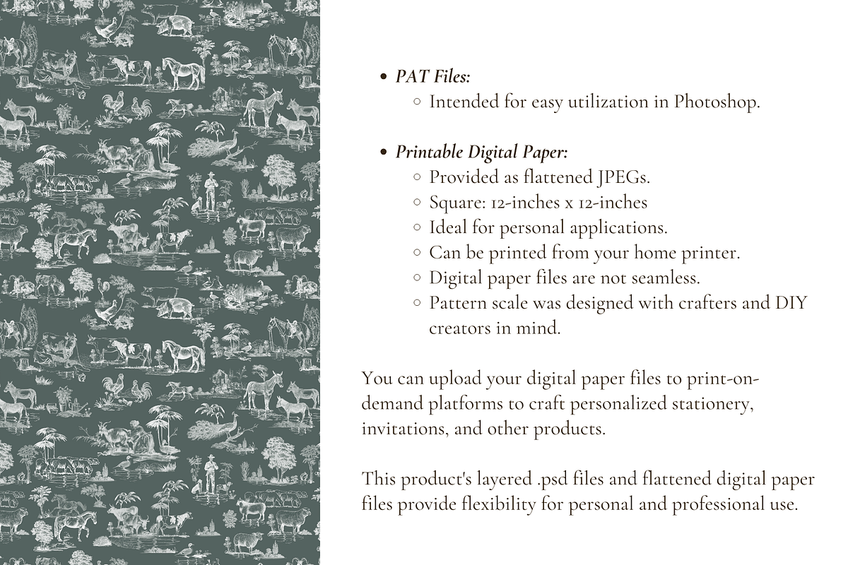 Rustic Farm Toile de Jouy Pattern, a Background Graphic by Hughes Studio (Photo 7 of 7)