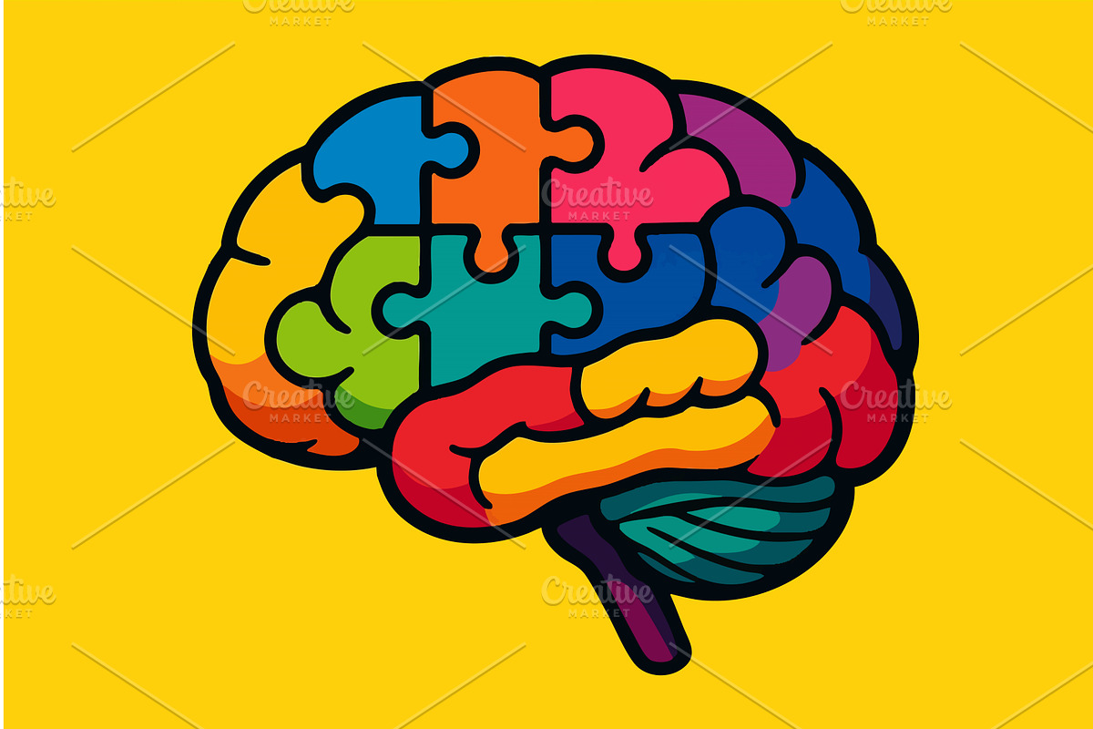 Brain Made of Puzzle Pieces vector, a Healthcare Illustration by AlexArt