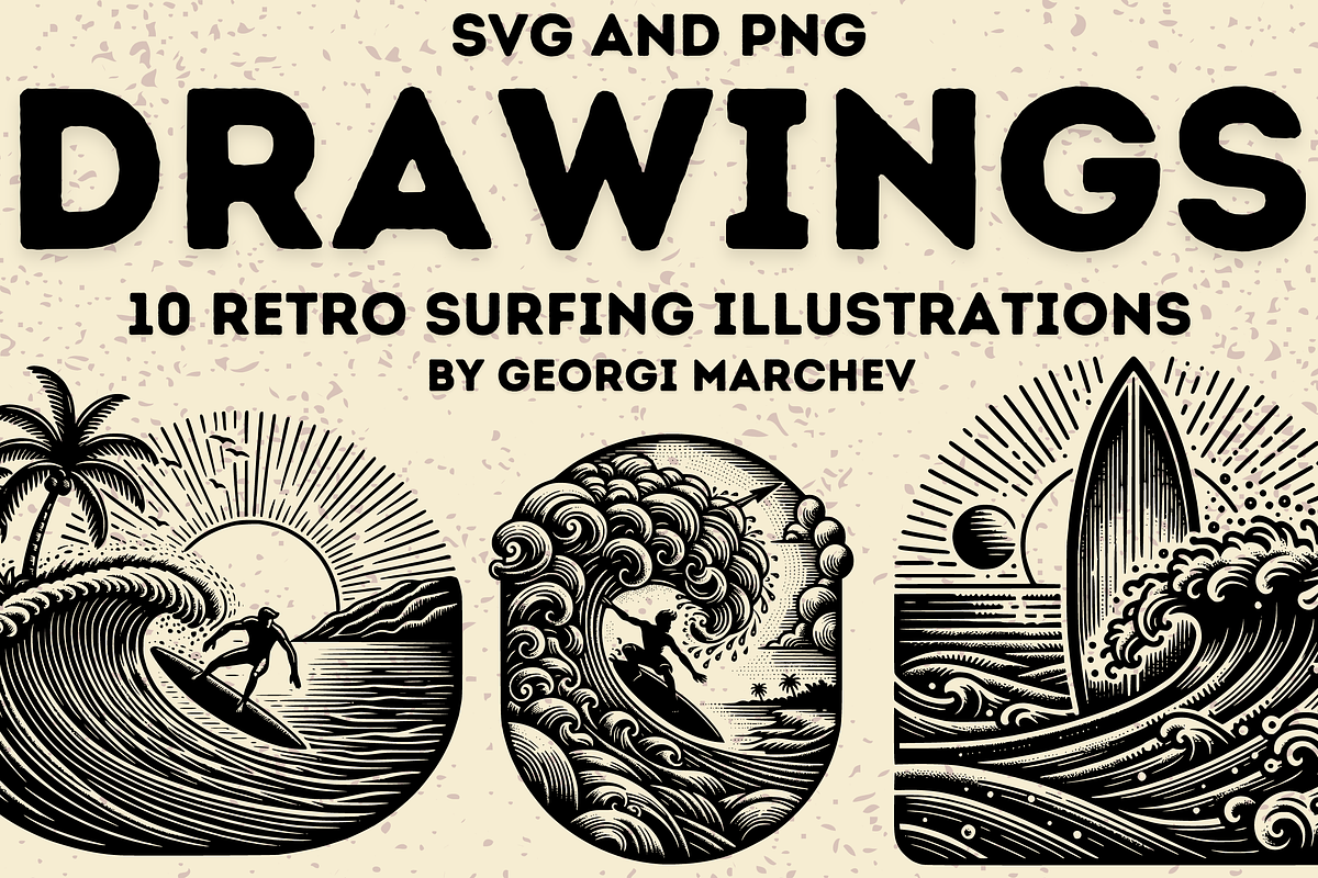 Surfing Surfers Illustrations Bundle, a Sport Illustration by Ray Crimson