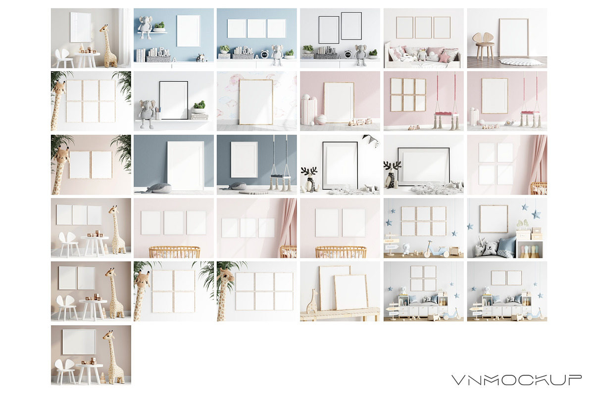 Kids Room Frame Bundle - 61 Mockups, a Print Template by VNmockup (Photo 12 of 16)