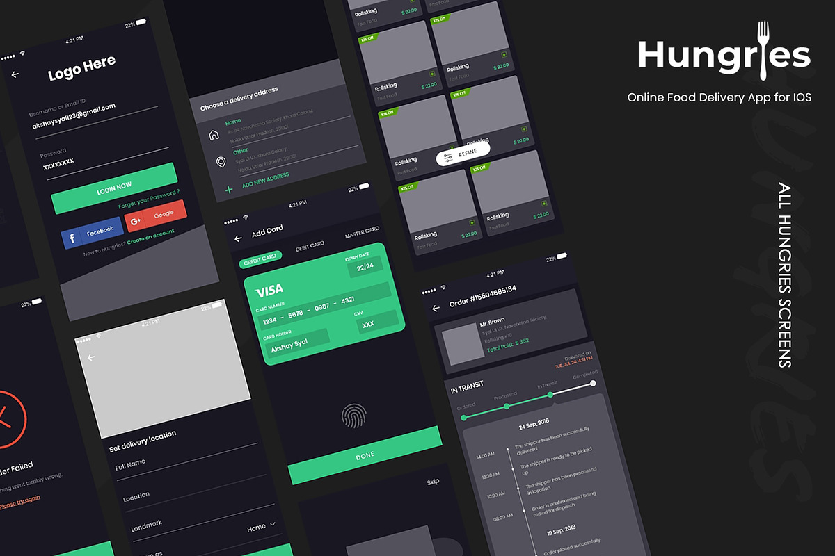 Hungries Wireframe UI Kit for Food, an UI Kit Template by SyalUIUX (Photo 4 of 9)