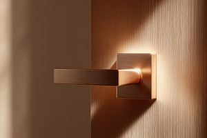 Door handle catches warm light, a Photo by Beautiful things