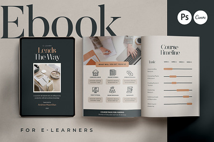 eBook for eCourse Tutor | CANVA PS, a Magazine Template by Eviory