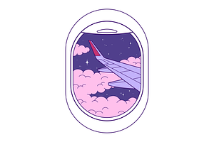 Plane wing in a window, an Illustration by Cmeree