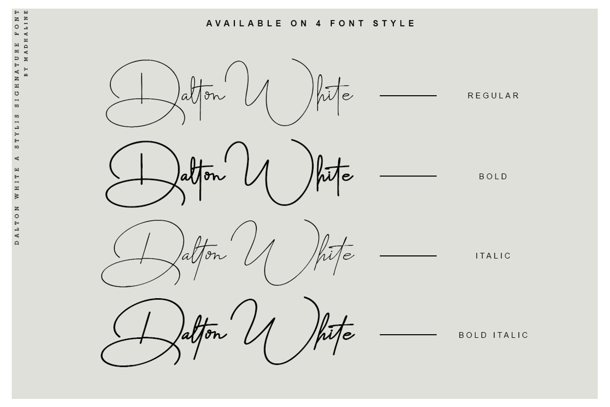 Dalton White 4 Font Style, a Script Font by Madhaline Studio (Photo 2 of 12)