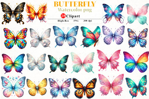 Watercolor Butterfly Clipart PNG, an Illustration by Watercolor design
