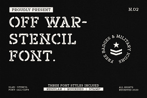 Off War - Stencil Font, a Slab Serif Font by Liszar Inzani