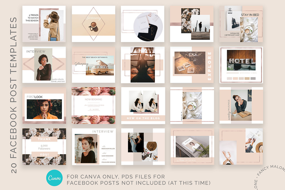 Rose Gold Social Media Bundle Canva, a Social Media Template by Fancy Malone (Photo 9 of 12)