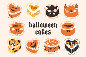 Halloween cakes vector set