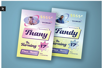 Creative Y2K Birthday Invitation, a Card Template by Neermana
