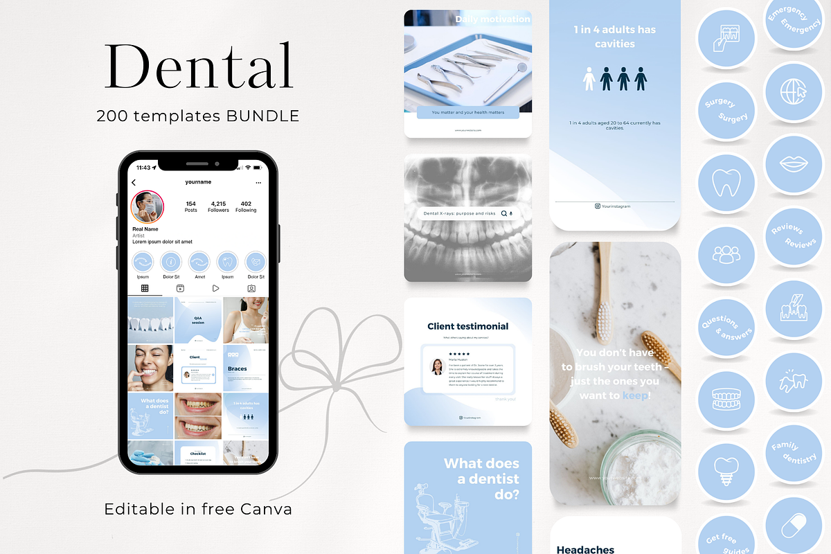 200 Dental Social Media BUNDLE, a Social Media Template by PatternLab. (Photo 1 of 10)