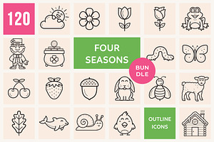 Four Seasons Outline Icons BUNDLE