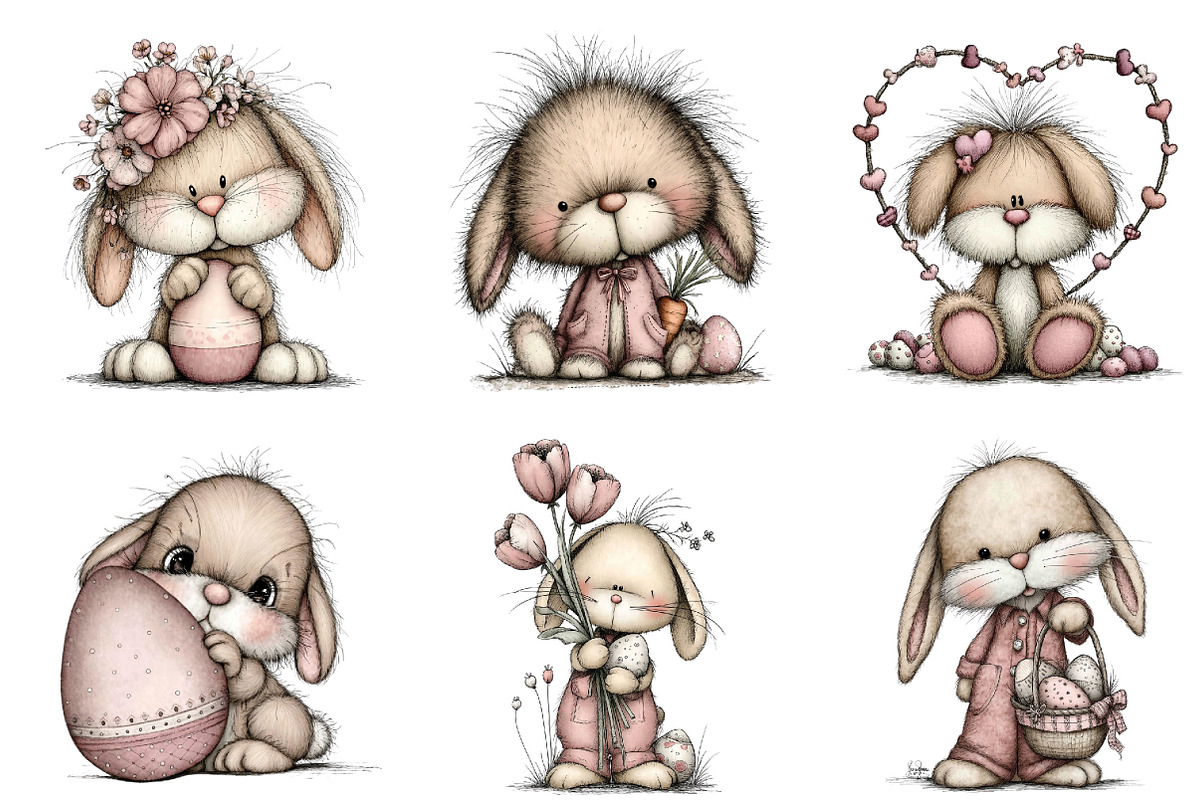 Happy Easter Bunny Clipart, an Illustration by Dream Creation (Photo 3 of 7)